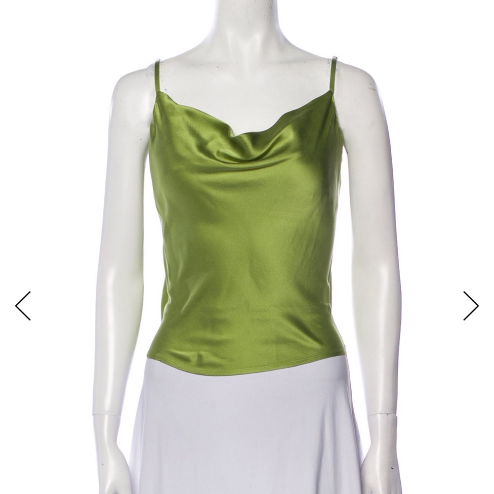 Reformation silk cowl neck camisole in gorgeous Chartreuse lime green